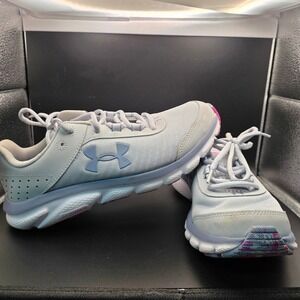 Under Armour Charged Assert Womens 8.5 Gray Pink Good Running Shoes 3024625-100